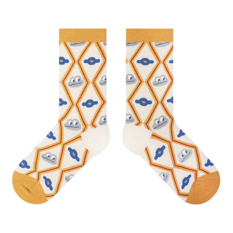 Frog Princess Socks: Cute Plaid Camo Mid-Calf Combed Cotton Couple Socks - Image 7