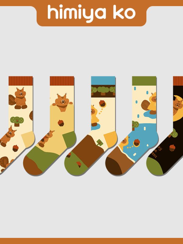 Autumn and Winter New Mole Cartoon Illustration Socks Women's Fashion Cute Original Personality Fashionable Cotton Socks Men's Socks