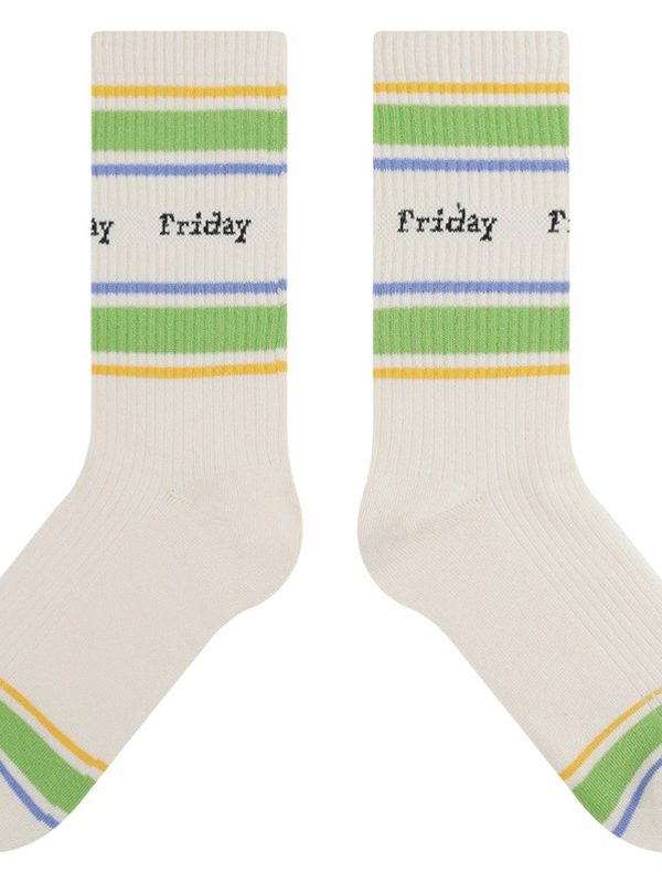 himiyako Socks Women's Spring and Summer New Simple All-match Color Striped Cotton Socks Fashionable Trendy Sports Socks
