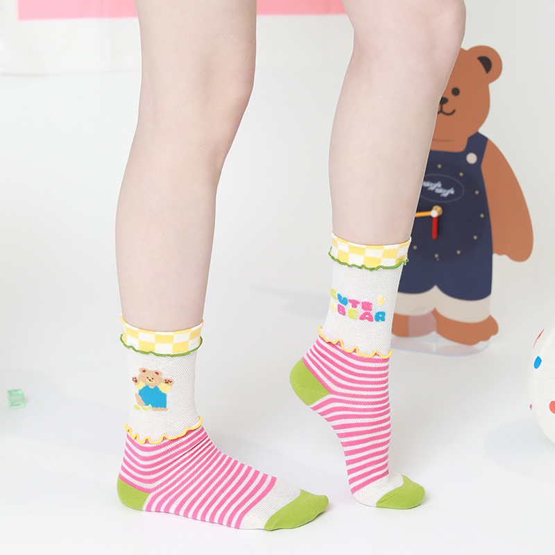 Cute Bear Silk Socks: Summer Breathable Dopamine Socks for Women - Image 3