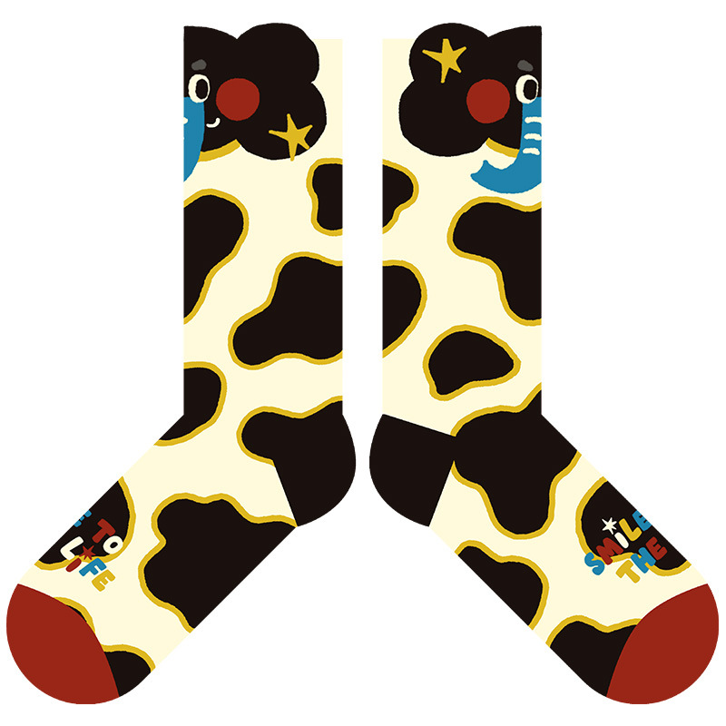 Spring and Summer 2025 New Cute Cartoon Elephant Mid-length Socks Original Design Dairy Couple Cotton Socks for Children - Image 5