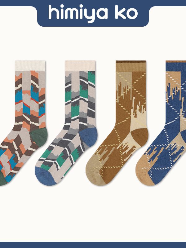 himiya ko socks men's socks strongest surface series combed cotton breathable mid-calf socks street camping style couple socks