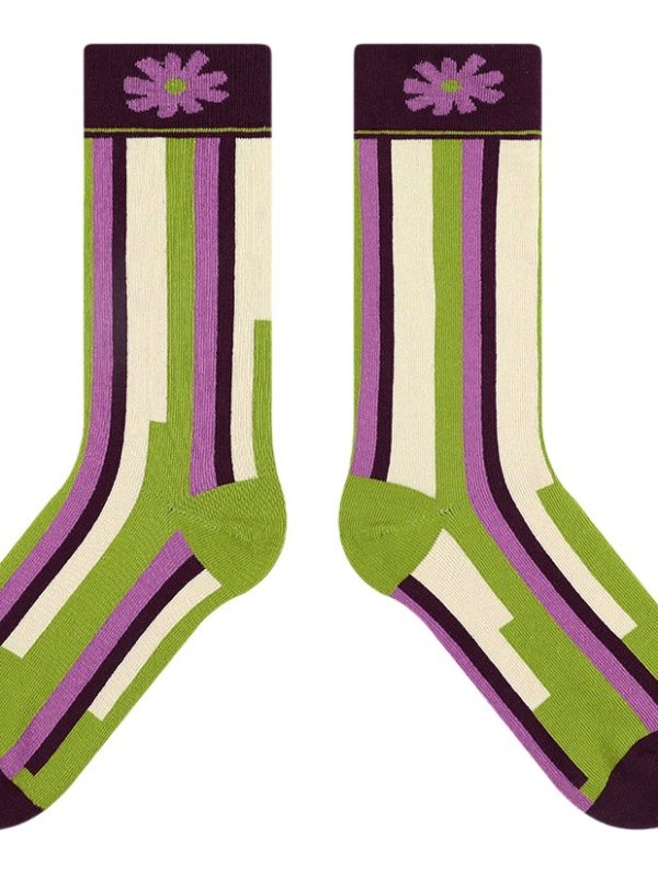 himiya ko Misty garden cute original personalized socks female Japanese illustration cartoon flower mid-calf length socks