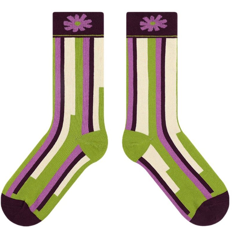 himiya ko Misty garden cute original personalized socks female Japanese illustration cartoon flower mid-calf length socks