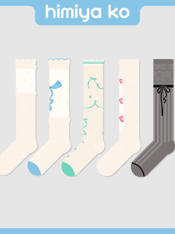 Summer original bow glass silk calf socks women Japanese fashion pink sweet girl style socks pile socks