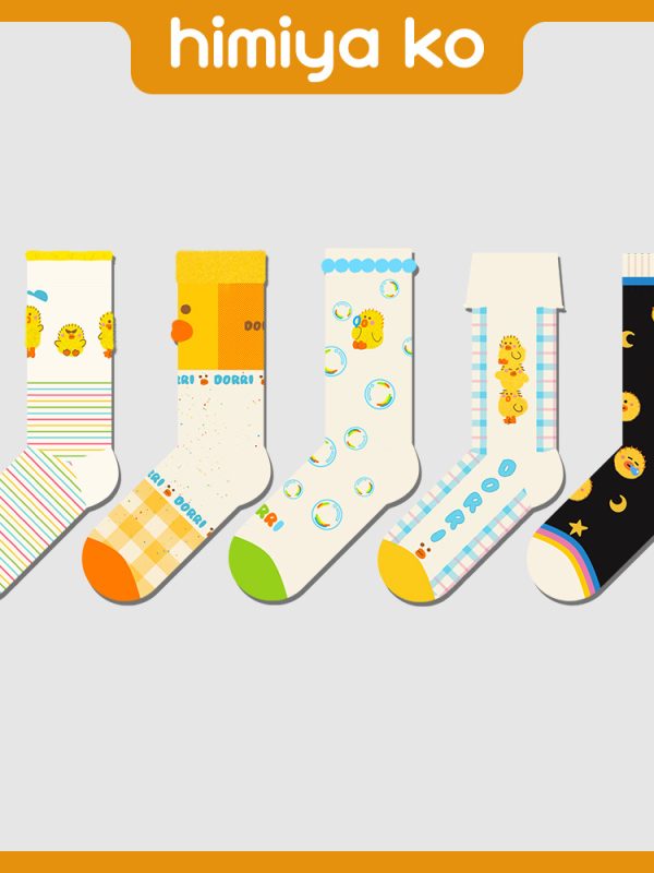 Autumn and Winter Thickened Warm Cute Cartoon Yellow Chicken Socks Women's Original Ins Style Trendy Couple's Mid-tube Socks