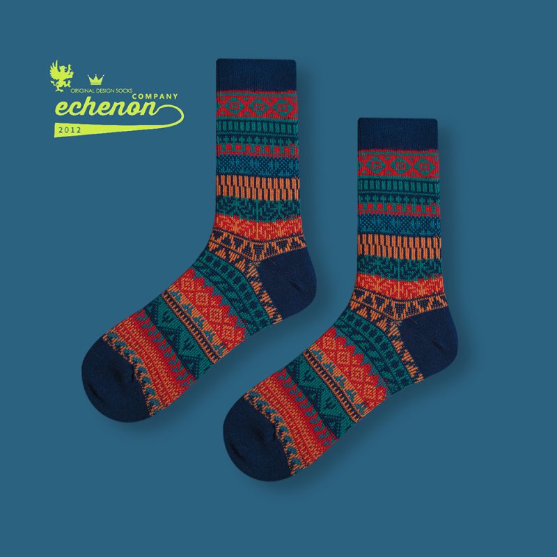 2024 new ethnic style autumn and winter  fashion brand men's and women's socks combed cotton boneless retro fashion lovers socks - Image 6