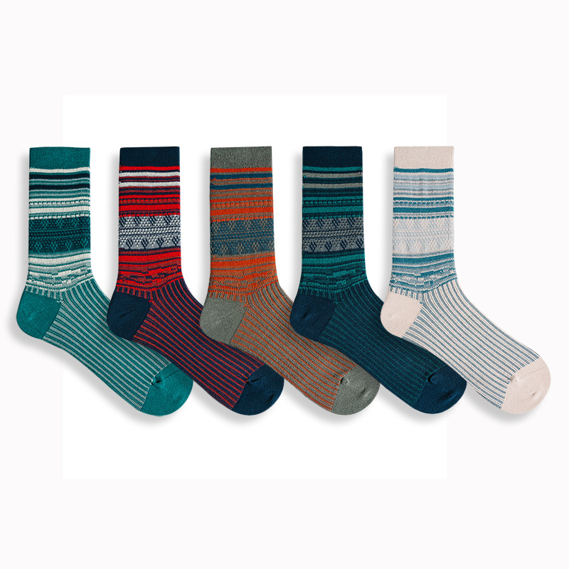 Vintage Ethnic Cityboy Socks: Men's Cotton Mid-Calf Autumn Winter - Image 6