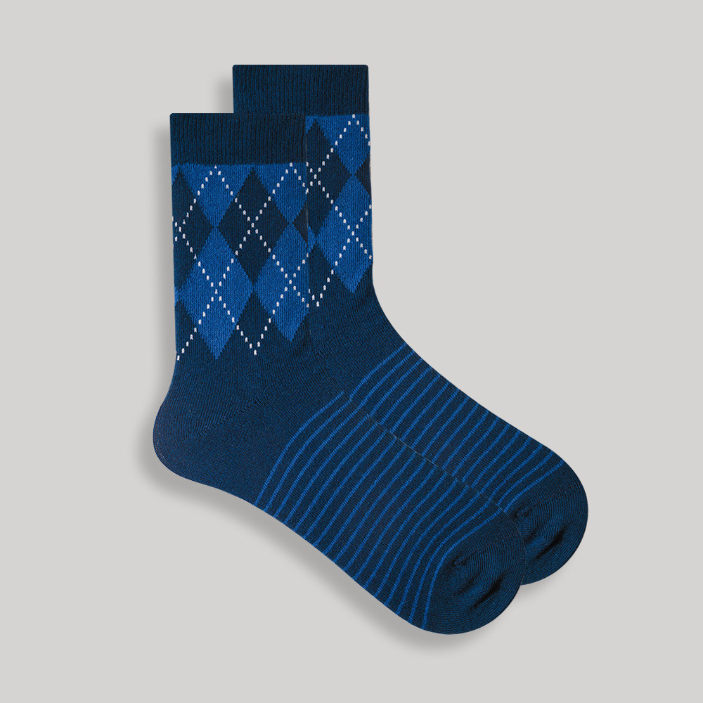 Men's Plaid Socks: British Style Cotton Dress Socks for Fall & Winter - Image 6