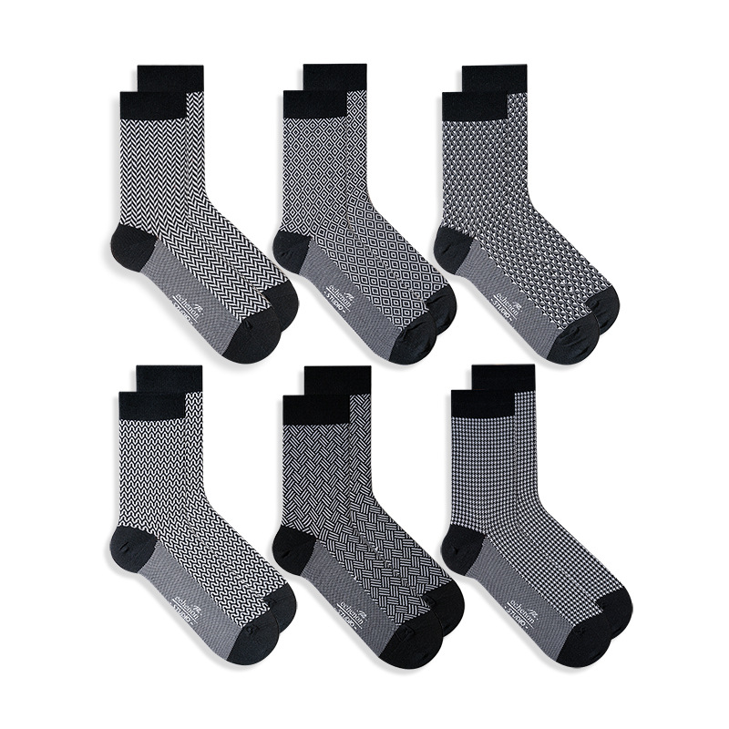 Men's Mercerized Cotton Socks: Thin, Mid-Calf, Double Needle, Gentleman Style - Image 5