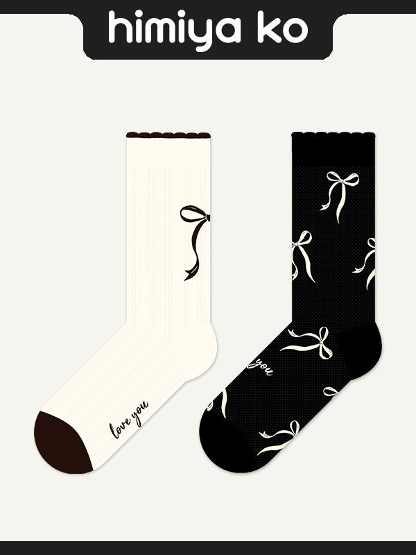 2025 Summer Thin Glass Silk Bow Socks Women's Sweet Ballet Breathable Korean Style Ins Men's Mid-Tube Socks