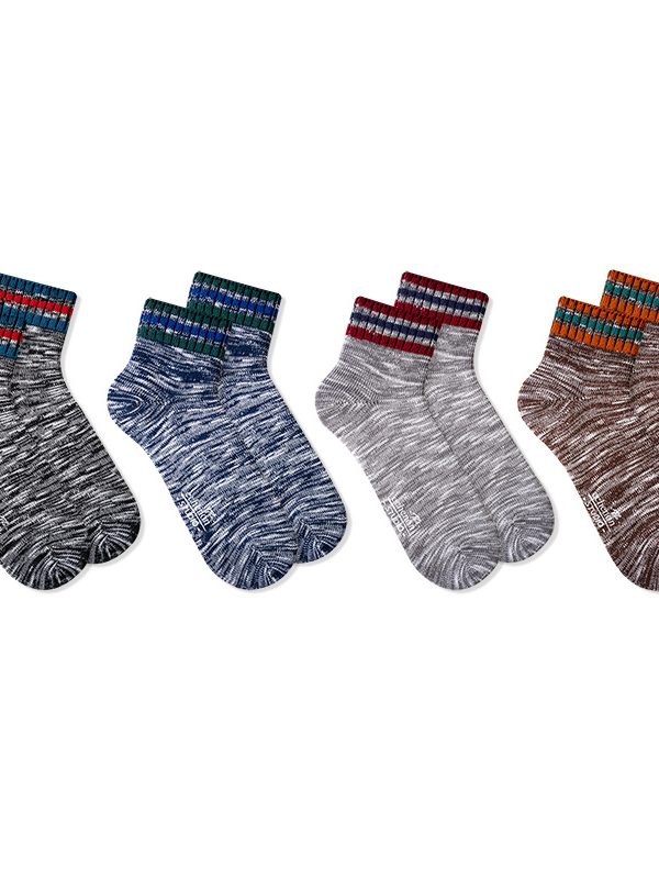 Spring and summer tide socks  double needle cotton thread thick needle retro socks men's national style boat Socks three bar Harajuku socks