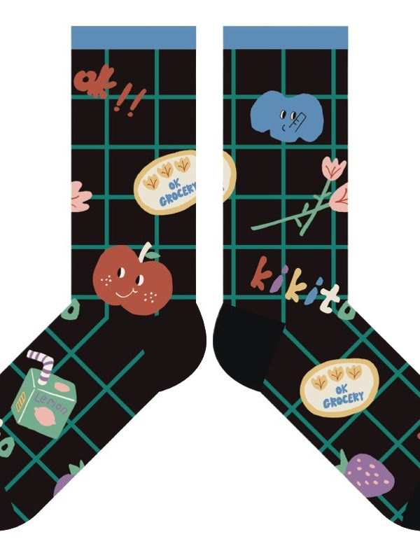 Original personality spring and summer new women's cartoon socks cute thickened mid-calf cotton socks women's home floor socks wholesale