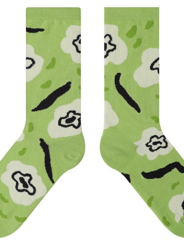 Himiya ko 2025 Winter New Socks Women's Line Flower Element Cotton Socks Blogger Same Style Women's Socks