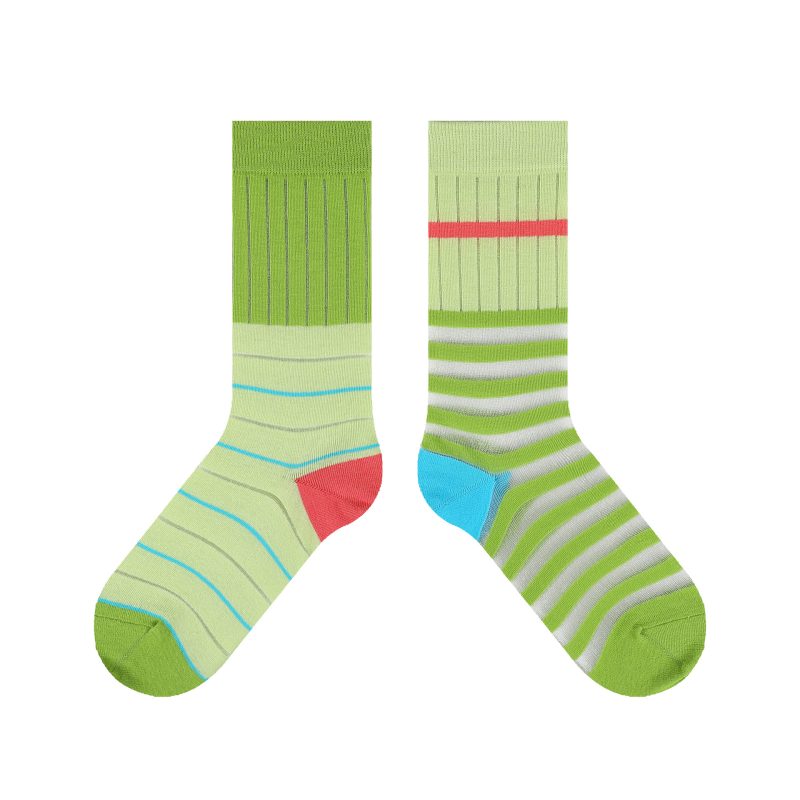 himiya ko Summer Ultra-thin Color Stitching Socks Women's ins Trendy All-match Personalized Striped Mid-length Socks Internet Popular - Image 9