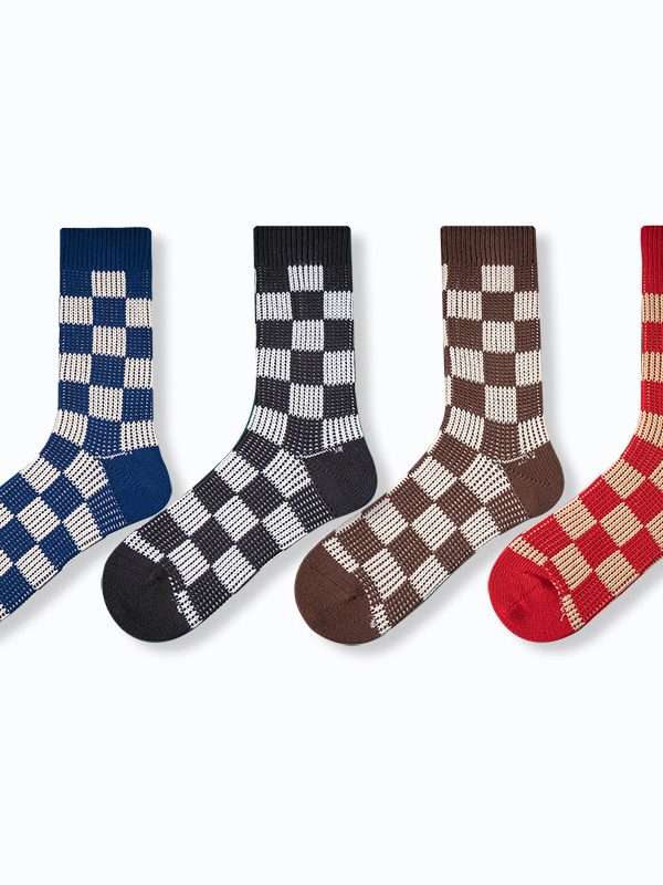 2024 Men's and Women's Autumn and Winter Thickened Thick Line Double Needle Double Road Boneless Lovers Socks Women's Mid-tube Socks