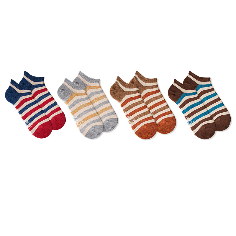 Men's Striped Boat Socks: Japanese Spring Summer Casual Cotton Low Cut