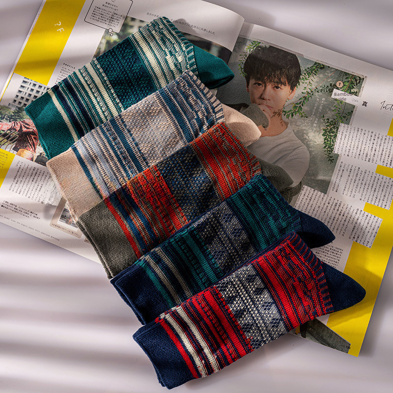 Vintage Ethnic Cityboy Socks: Men's Cotton Mid-Calf Autumn Winter - Image 4