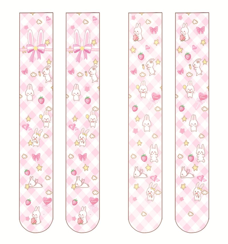 Printed Silk Stockings Thin Women's Spring and Autumn Japanese Style Lolita Cute Animation Over-the-Knee Long White Velvet Socks - Image 4