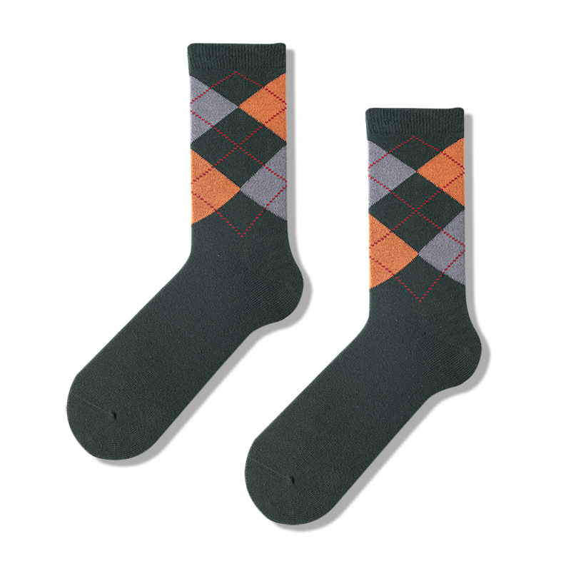 Men's Plaid Socks: British Style Cotton Dress Socks for Fall & Winter - Image 9