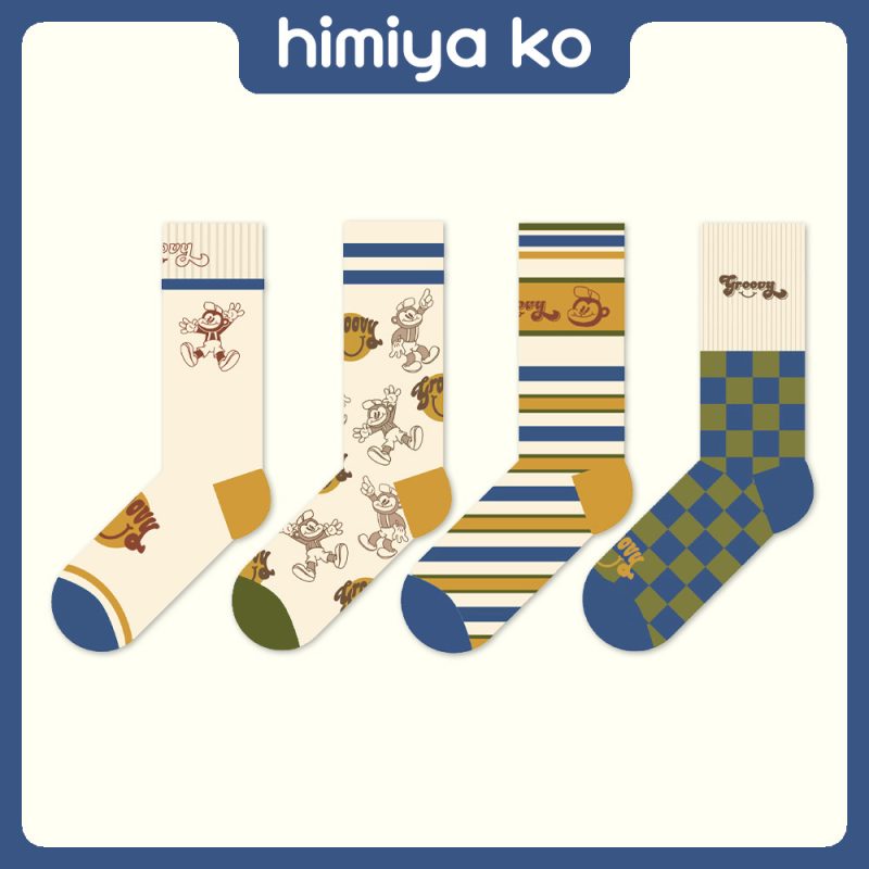 Original cartoon mid-calf socks spring and summer women's brown cotton socks American street fashion socks  socks wholesale - Image 2