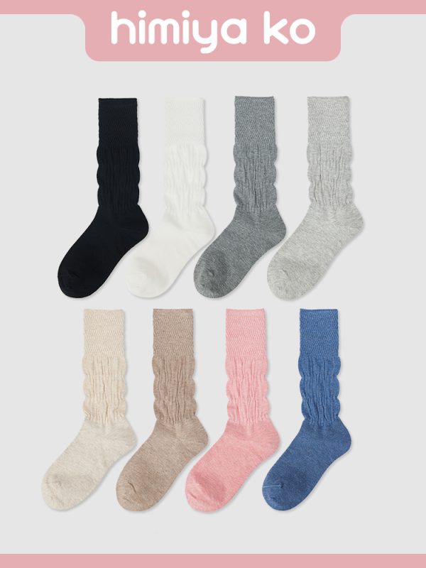 Summer New Solid Color Fashion Boneless Pile Socks Women's Fresh Ins Black Jk Mid-length Socks Mesh Breathable Cotton Socks