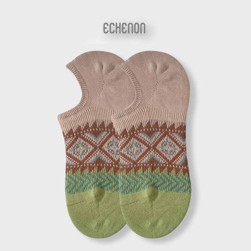 ECHENON socks women's spring and summer double needle double-way boneless combed cotton trendy invisible boat Socks couple retro socks men - Image 10