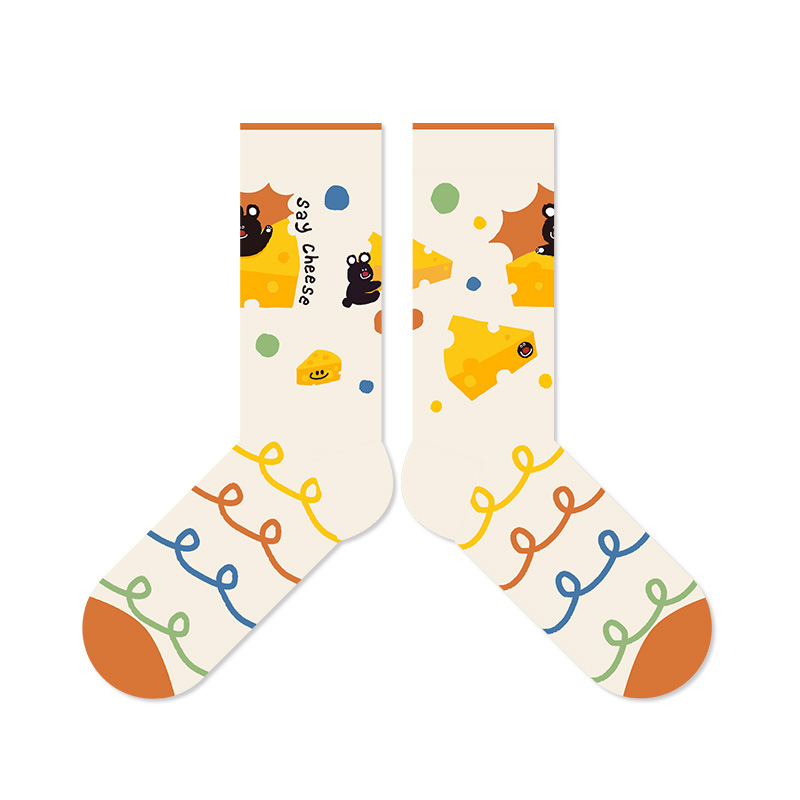 Original personalized cartoon student socks new cute mid-calf length socks for women deodorant sweat-absorbent non-slip breathable women's cotton socks - Image 8