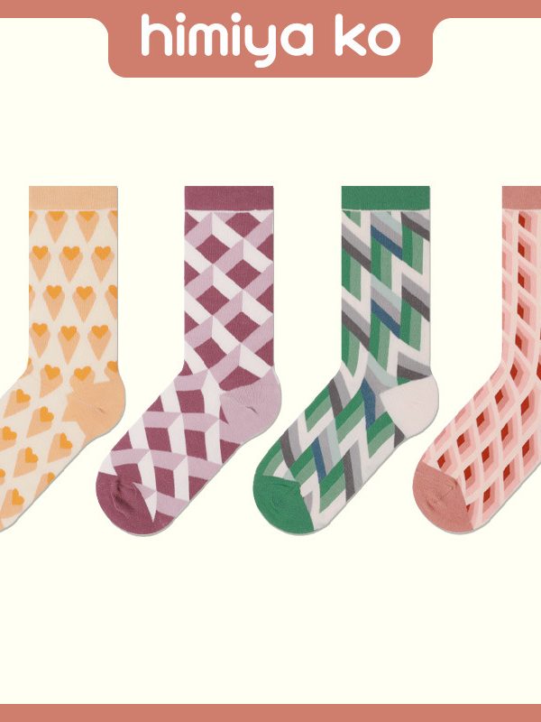 2025 autumn and winter Geya Series Four Seasons British ins style plaid mid-calf length socks multi-color all-match men's and women's pure cotton socks