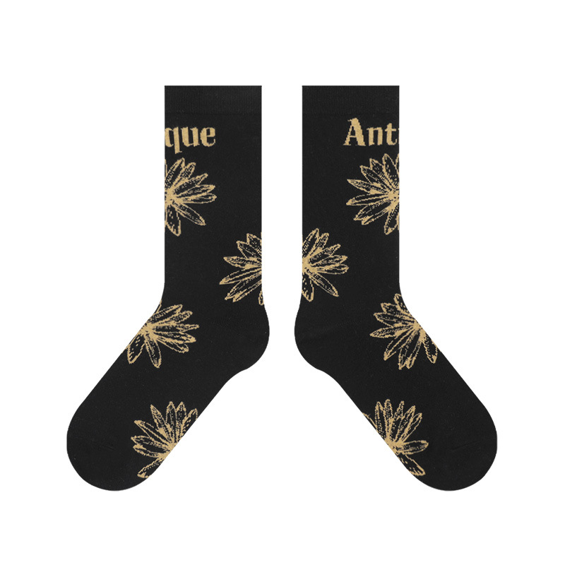 Himiya ko socks women's Daisy series basic all-match cotton socks couple's mid-calf blue white black 3 colors in stock - Image 7