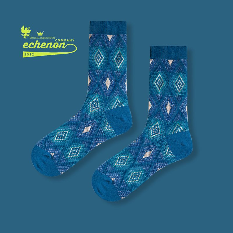 Echenon Men's Autumn/winter Fine Combed Cotton Socks Trendy Double-track Bone-less Vintage Street Style - Image 11