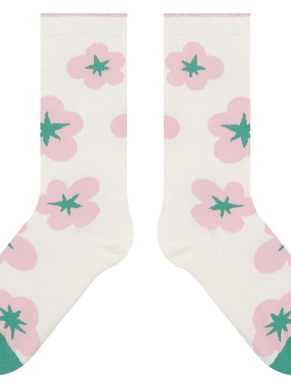 Himiya ko socks women's spring and summer Secret Garden series combed cotton socks mid-tube breathable sweet tide socks in stock