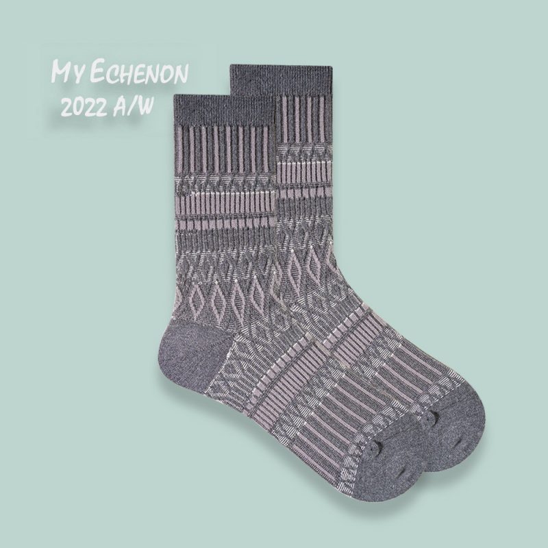 Autumn and Winter Socks Women's Double Needle Double Way Combed Cotton Boneless Women's Mid-length Socks Vintage Geometric Trendy Couple's Stockings - Image 6