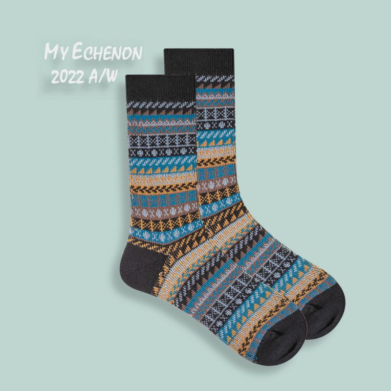Autumn and Winter Socks Men's Ami Kaji American Style Retro Ethnic Style Trendy Couple's Combed Cotton Double-Way Women's Mid-Tube Socks - Image 27