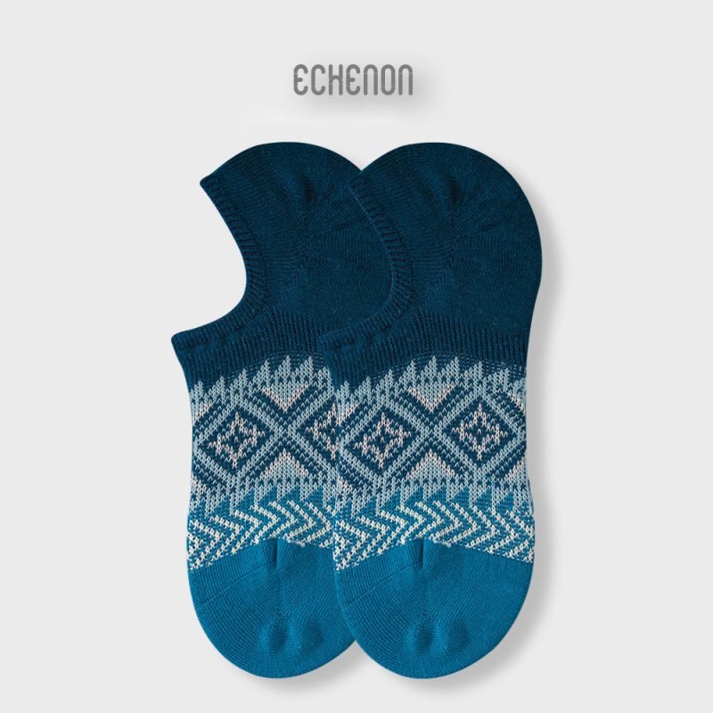ECHENON socks women's spring and summer double needle double-way boneless combed cotton trendy invisible boat Socks couple retro socks men - Image 9