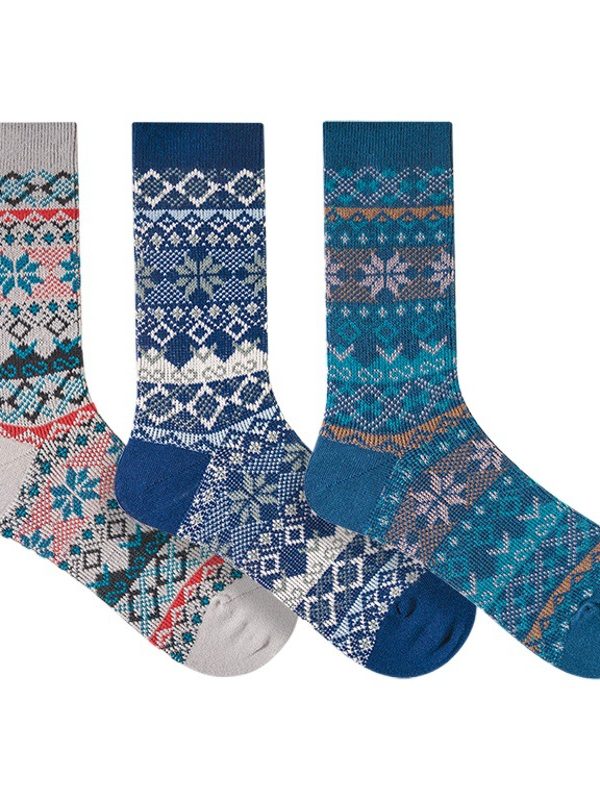 Autumn and Winter Socks Boneless American Style Retro Ethnic Style Two-way Mid-length Socks for Men and Women Couple Combed Cotton Sports Trendy Socks