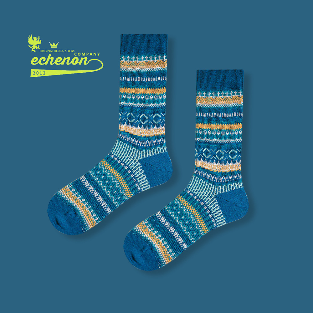 EChenon Men's Japanese Socks: Retro Ethnic Combed Cotton Mid-Length - Image 7