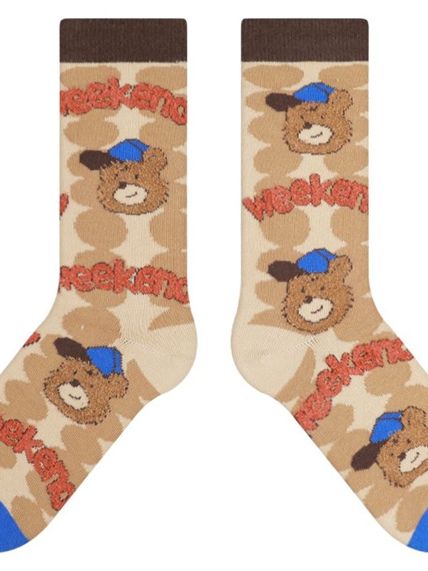 25 Winter New Socks Women's weekend Series Bear Plush Socks Super Thick Floor Socks All-match Thickened Warm Socks