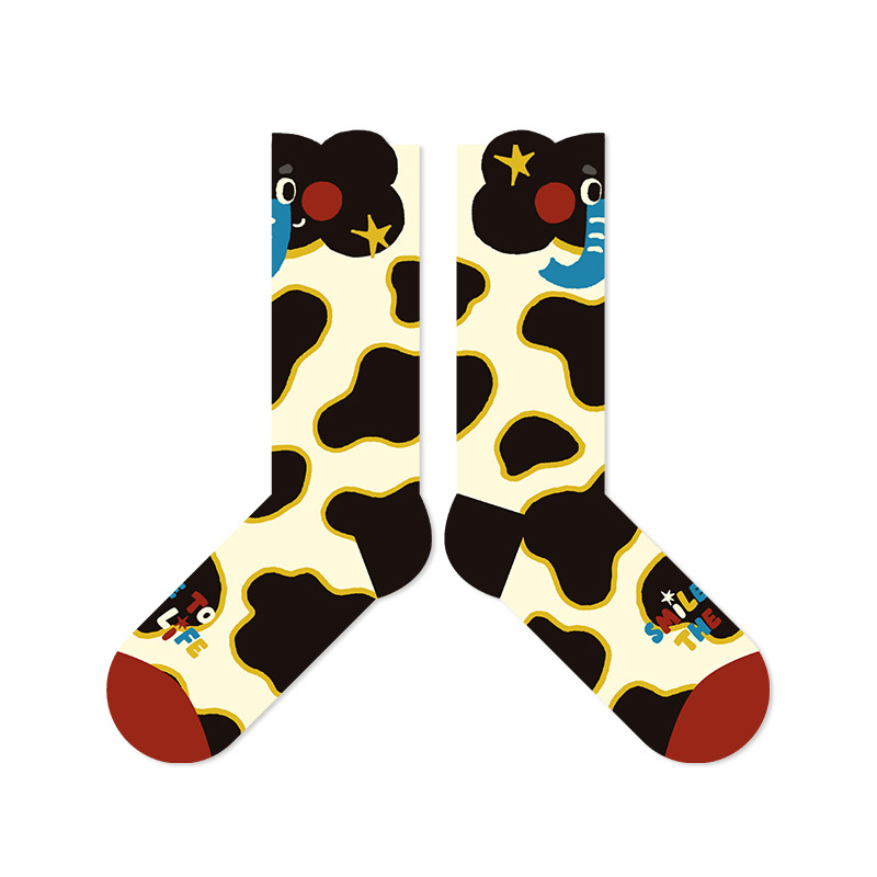 Spring and Summer 2025 New Cute Cartoon Elephant Mid-length Socks Original Design Dairy Couple Cotton Socks for Children - Image 8
