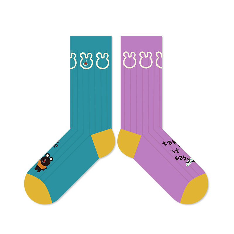 Original personalized cartoon student socks new cute mid-calf length socks for women deodorant sweat-absorbent non-slip breathable women's cotton socks - Image 10