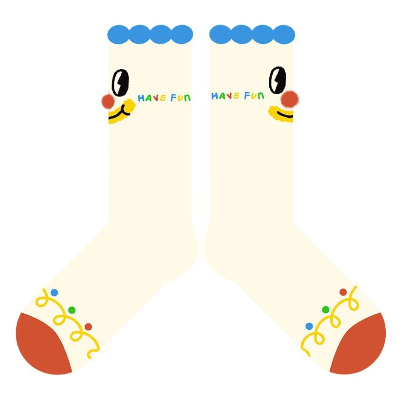 Cartoon clown socks new student cotton socks original couple socks non-slip sweat-absorbing mid-calf floor socks women's socks