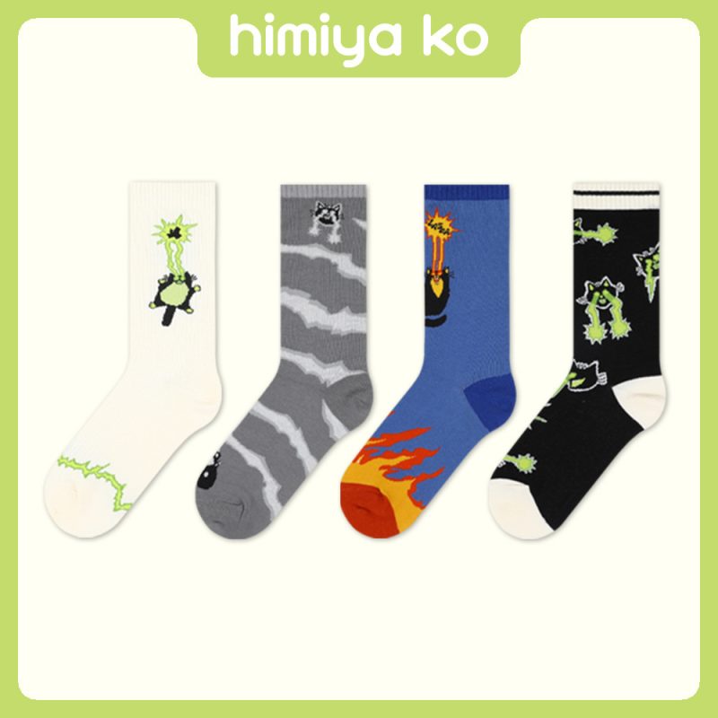 himiya ko white socks for women autumn and winter new trendy all-match cotton socks sports trendy socks mid-calf wholesale stall
