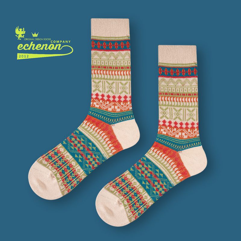 New ethnic style autumn and winter socks  fashion brand men and women socks combed cotton boneless retro trendy couple mid-calf length socks - Image 8