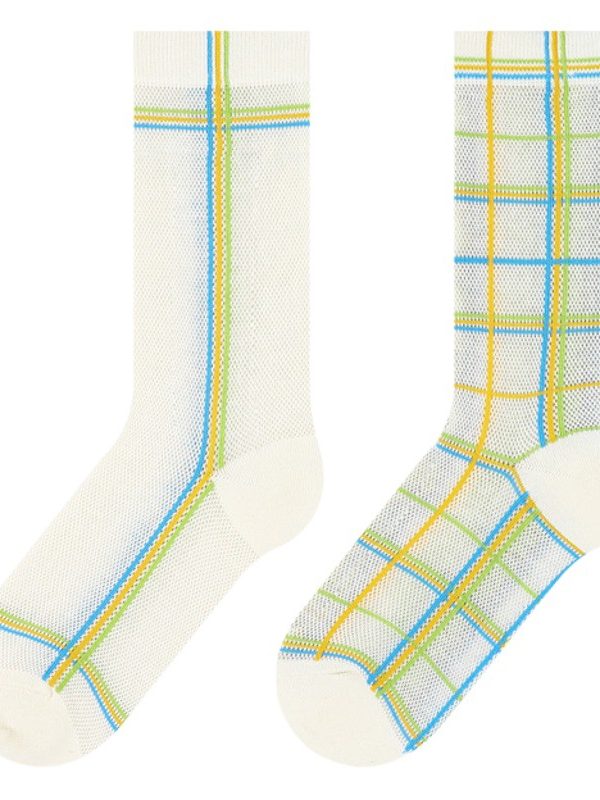 himiyako Japanese Style Simple Socks Women's Colorful Line All-match Mid-tube Socks Ultra-thin Breathable Mesh Glass Silk Stockings