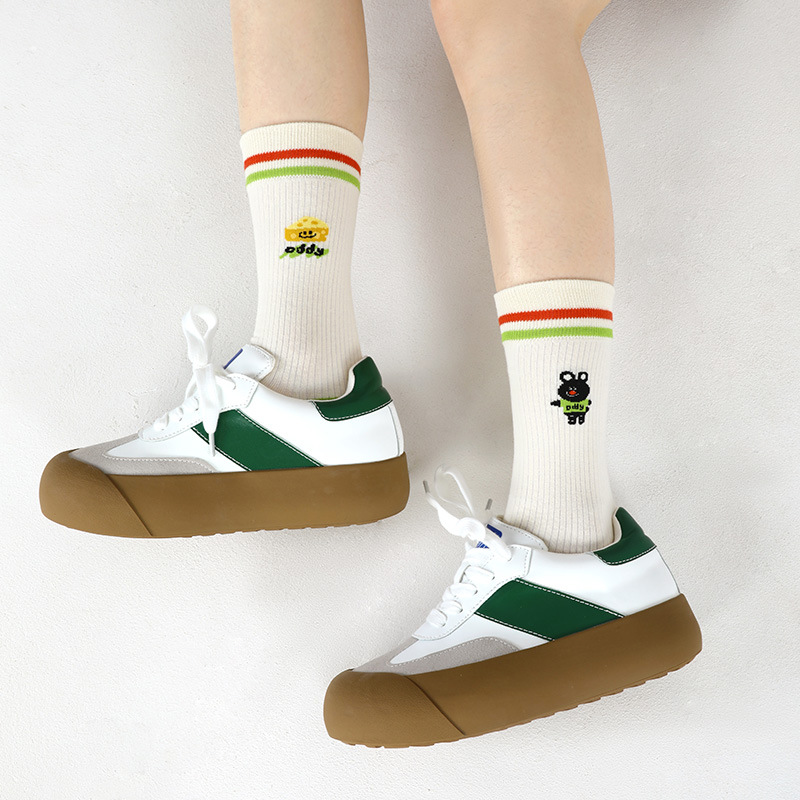 Original personalized cartoon student socks new cute mid-calf length socks for women deodorant sweat-absorbent non-slip breathable women's cotton socks - Image 4