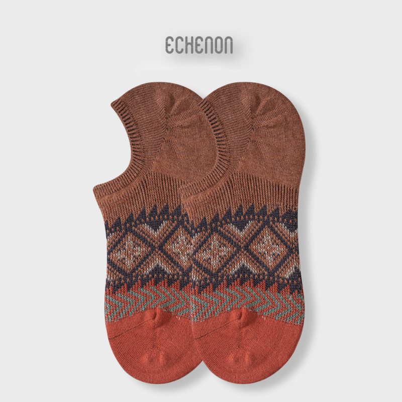ECHENON socks women's spring and summer double needle double-way boneless combed cotton trendy invisible boat Socks couple retro socks men - Image 6