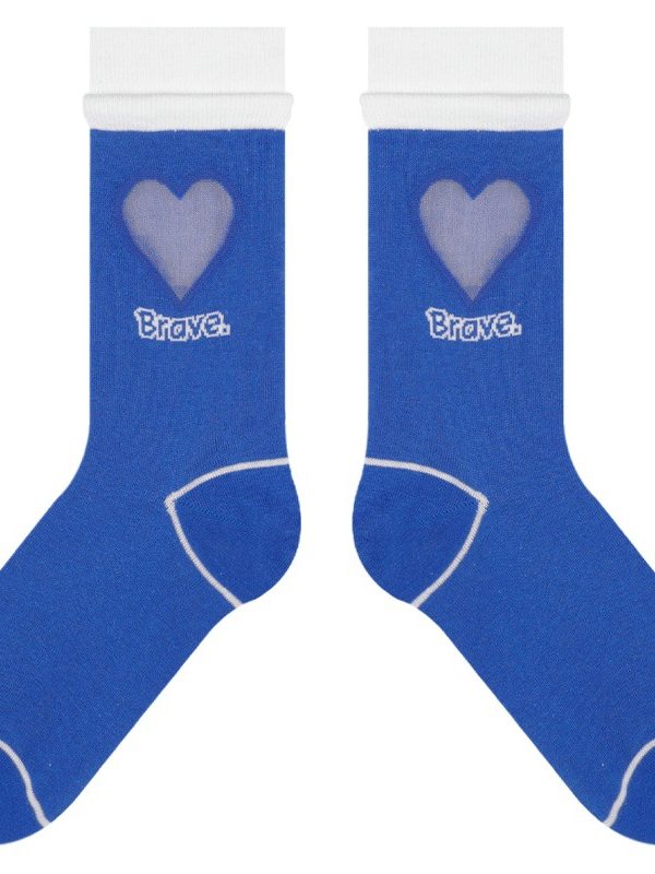 Klein Blue Crystal Socks hk Summer Love Flower Thin Socks Women's Breathable Checkerboard Medium ins Stockings