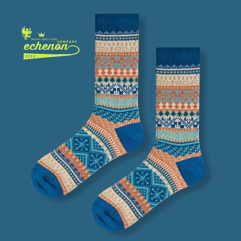 ECHENON Socks Men's Autumn and Winter Combed Cotton Double Needle Double Road Boneless American Style Ami Kaji Vintage Mid-length Socks Trendy - Image 11