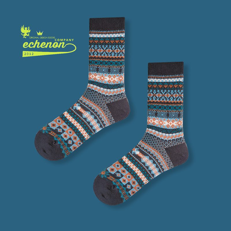 Autumn and winter socks boneless retro ethnic style two-way mid-calf length socks men and women couple combed cotton Sports women's socks - Image 7