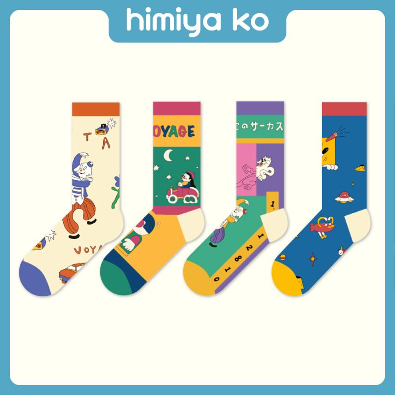 himiya ko2025 autumn cute cartoon socks children ins Net popular trend candy color tube socks wholesale - Image 2